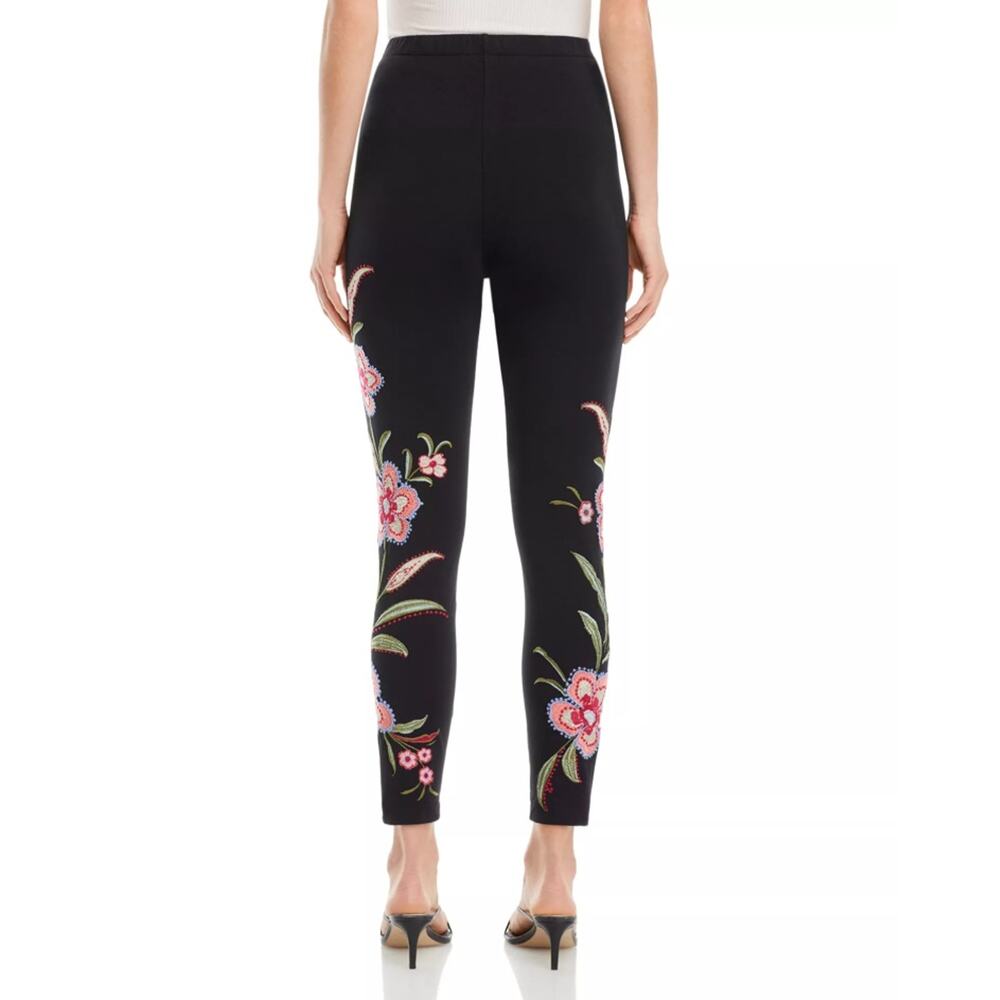 Johnny Was Women Black Floral Embroidered Libbi Boho Ankle Leggings Size XL - Picture 3 of 13